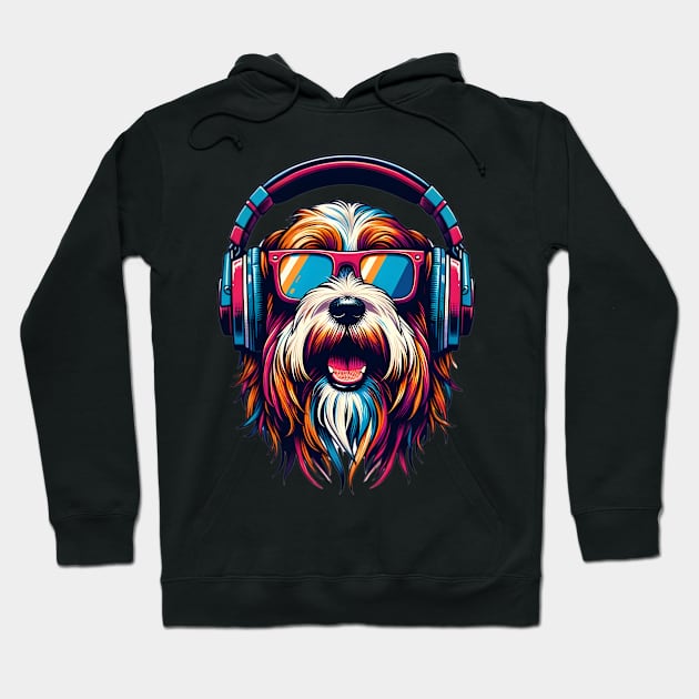 Petit Basset Griffon Vendeen Smiling DJ with Headphones Hoodie by ArtRUs